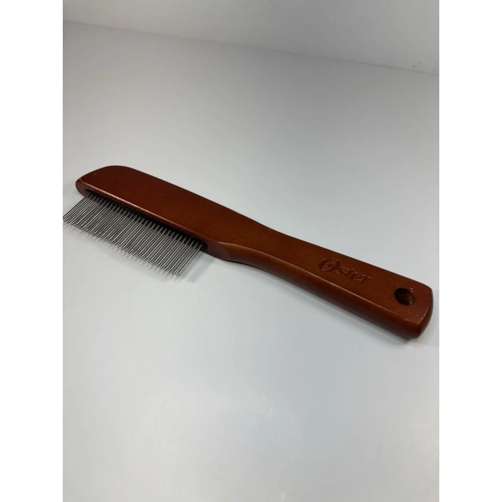 Oster Premium Dog Grooming Comb Stainless Steel Fine Teeth Faux Wood Handle
